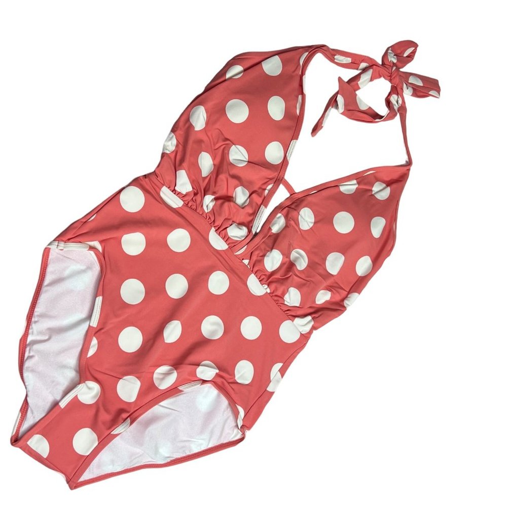 Sunn Lab Swim Swimsuit One Piece size S Women Antique Pink Coral Polka Dot NWT